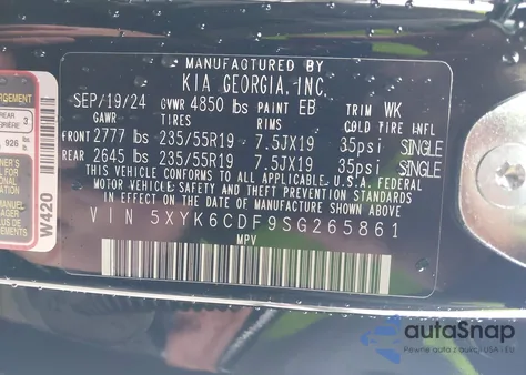 2025 Kia Sportage X-Line из США, поврежденный, VIN 5XYK6CDF9SG265861